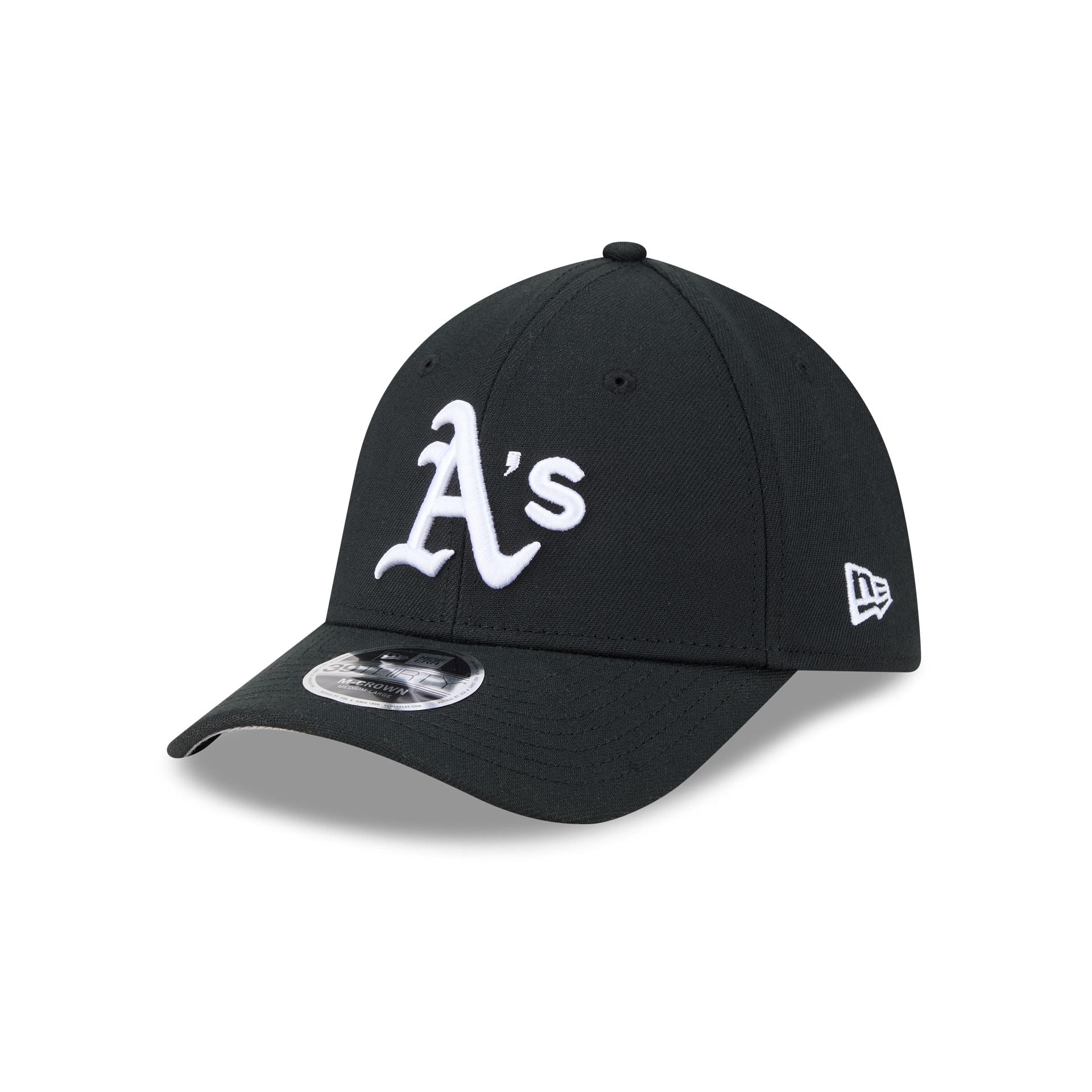 Athletics Black and White 39THIRTY M-Crown Stretch Fit Hat
