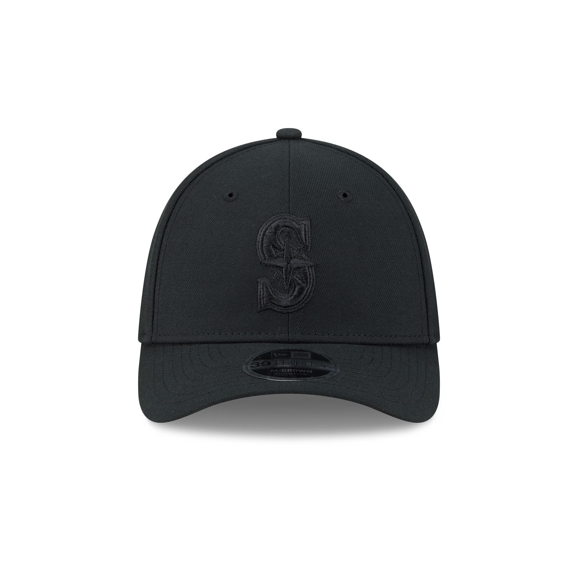 Seattle Mariners Black and White 39THIRTY M-Crown Stretch Fit Hat
